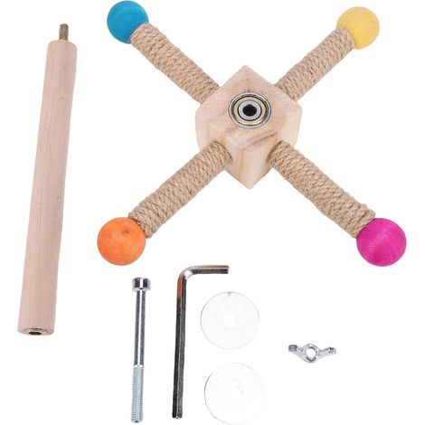 Perchoir rotatif pour oiseaux, jouet à griffes suspendues, perroquet interactif en bois, à mâcher pour accessoires de Cage (1/5)