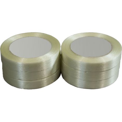 Fadenverstärktes Klebeband transparent 130µ - Klebebandrolle 19 mm x 50 m - Karton 6 Rollen