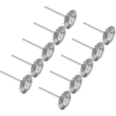 Ensemble de 10 brosses métalliques, pot électrique, accessoires de perçage en acier inoxydable pour le polissage et le nettoyage (forme en T) (1/5)