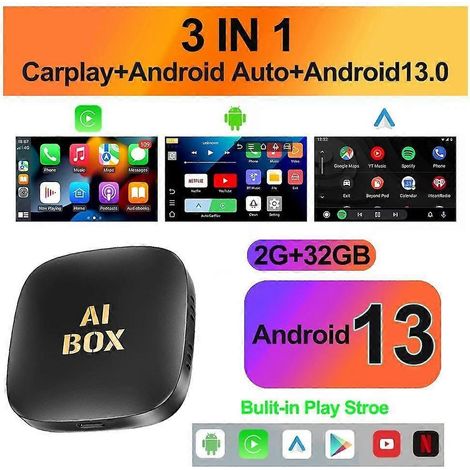 Android 13 Car AI Box Adattatore da cablato a wireless per Carplay e Android Auto Smart Ai Box per Netflix Youtube Accessori per auto sistemi intelligenti (1/5)