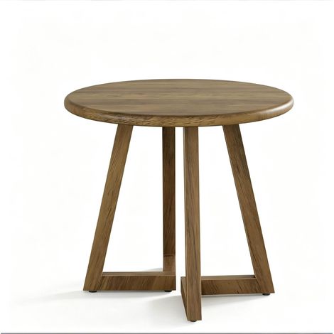 Mesa redonda de comedor 80 x 80 x 75 cm, MDF marrón, para 2-4 personas (1/5)