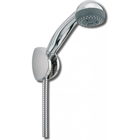 Handbrause-Set, Kopfbrause 2-strahlig, Messingschlauch 1,50m und Wandhalter 3 Positionen, verchromt