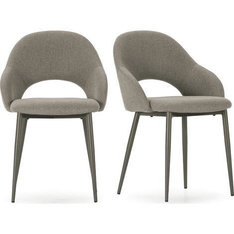CALICOSY - Lot de 2 Chaises en en tissu avec pieds en métal H84 cm - LILA (1/5)