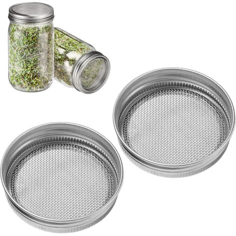 [Tapa con filtro] [Tapa para germinar] Tamiz para germinar de 86 mm / 3,4 pulgadas (2 piezas) de acero inoxidable para frascos con apertura normal (1/5)