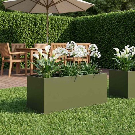 vidaXL Macetero de Jardín Verde oliva 80 x 40 x 40 cm (1/5)