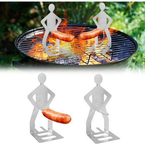 2PCS Support Saucisse Barbecue en Acier Inoxydable Créatif en Forme D’Homme pour Barbecue À Saucisses Portable pour Camping Fête D’Anniversaire Accessoires Barbecue pour Extérieur (1/5)