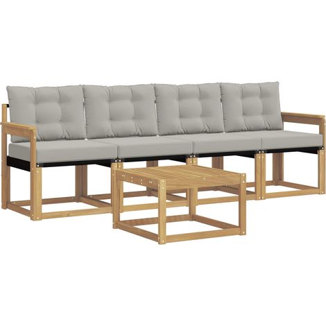 Set di divani da esterno 5 pcs Bianco e Grigio Chiaro vidaXL