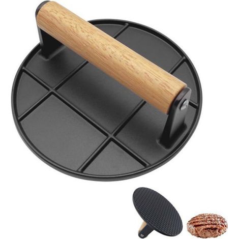 Moule à hamburger en fonte-Fabricant de hamburgers-Réduire l'huile-Facile à nettoyer-Convient aux fours et aux plaques à induction (1/4)