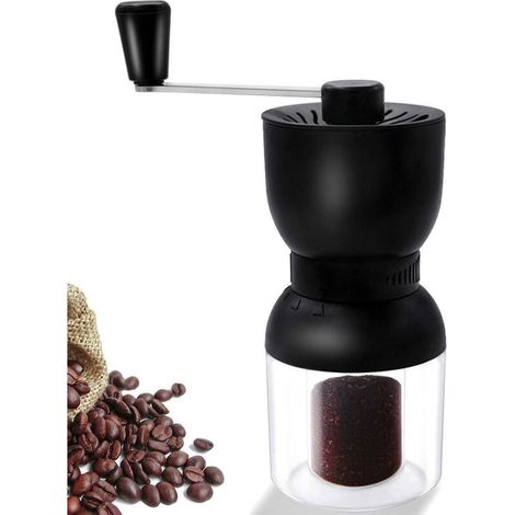 Macinacaffè manuale, macinacaffè regolabile con due contenitori in ceramica con coperchi ricaricabili per Aeropress, caffè americano, espresso, pressa francese, preparazione turca