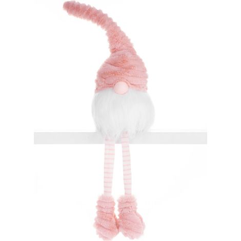 Figur MagicHome Weihnachten, Kobold mit langen Beinen, Stoff, rosa-weiß, 14,50x13,50x42 cm (1/2)