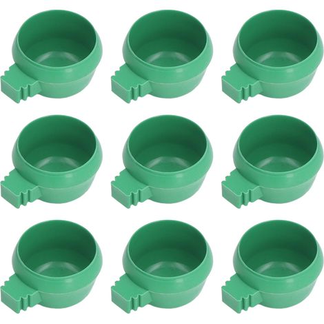 Lot de 25 mini gamelles rondes vertes pour perroquets, idéales pour la maison et la ferme. (1/5)