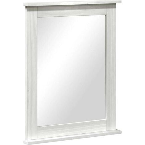 Miroir VIGO, blanc antique, 55,5 x 5 x 70 cm, bois de pin massif. (1/4)