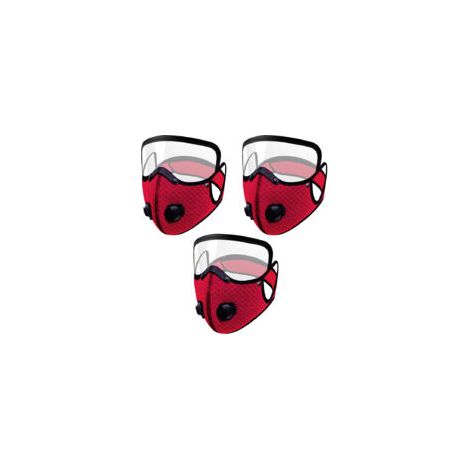 Maschera sportiva in 3 pezzi con valvole di espirazione, maschera sportiva protettiva antipolvere regolabile - Crezuo