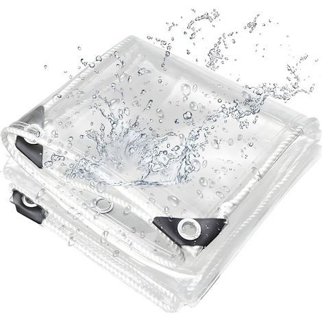 Bâche Transparente Imperméable, Résistant à la Déchirure Bâche de Protection Étanche, Résistant à poussière avec Cordon(1.2x3m) (1/5)
