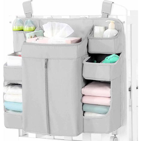 Organisateur de rangement pour lit bébé, panier à couches suspendu fixation murale (1/5)