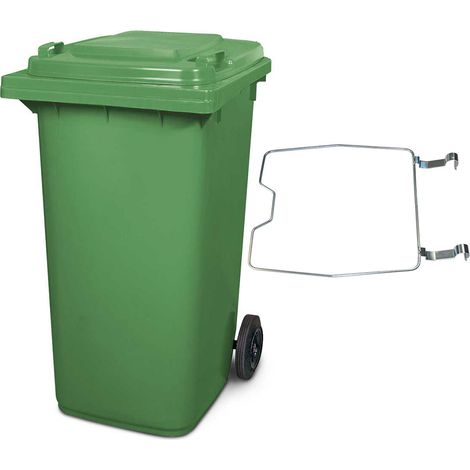 BRB Poubelle MGB 240 litres, avec anneau de serrage pour sacs poubelles, vert