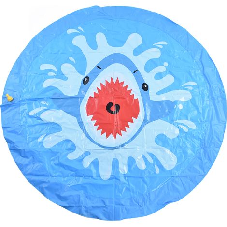 Tapis d'eau gonflable pour bébé, coussin rafraîchissant avec jeu d'éclaboussures, coussin à air pour nourrisson (modèle requin avec pulvérisation d'eau, expédié sans gaz) (1/5)