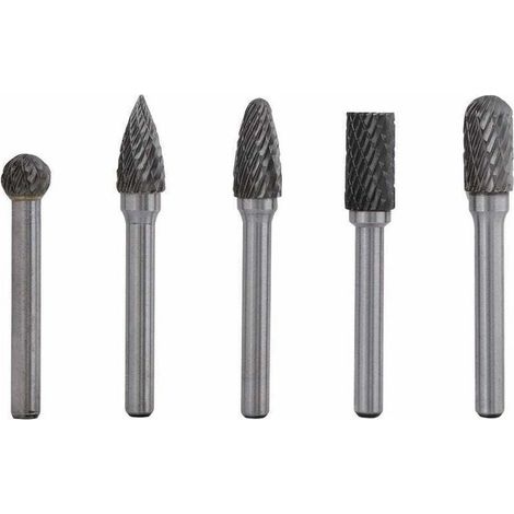 Foret de 5 mm, fraise à aiguiser en acier au tungstène, queue de 6 mm, tête de 10 mm, kit de fraises rotatives, fraises rotatives en carbure de tungstène, fraises en carbure extrêmement polyvalentes (1/4)