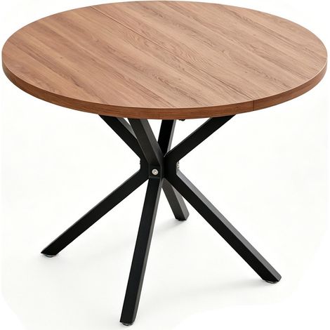 Wokaka – Table à manger ronde en MDF – 100 x 77 cm – Pieds en métal design – Surface lisse pour repas en famille