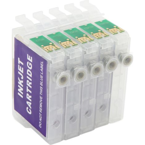 Cartouches d'encre rechargeables permanentes (5 pièces) noires, bleues, magenta et jaunes pour stylet. (1/5)