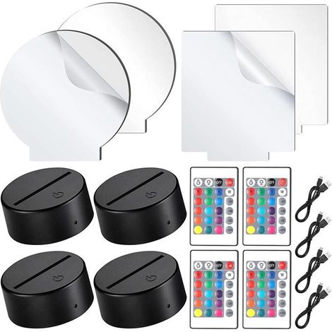 KLVGTIFS PU - Lot de 4 squelettes en acrylique transparent avec base de lampe, télécommande et câble USB pour veilleuse de Noël (1/4)