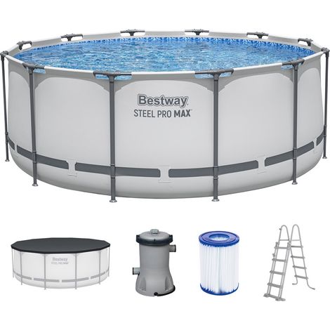 TRADE SHOP - Piscina Fuori Terra Con Struttura Steel Pro Max Pompa Filtro Scala ø366x122cm Tonda 56420 -