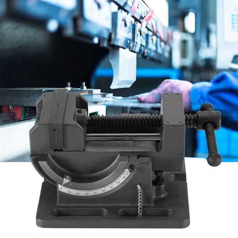 Étau de perçage inclinable 0-90°, bride d'établi robuste avec tige de guidage, ouverture 100 mm, fixation universelle pour perceuse à colonne. (1/5)