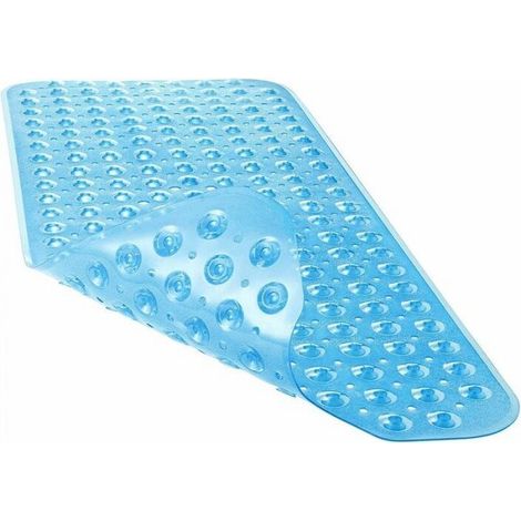 Blue Bathtub Shower Mat 59x34cm, Non-Slip Extra Large Bathtub Mat with Suction Cups, Machine Washable Bathroom Mat with Drainage Holes (1/5)