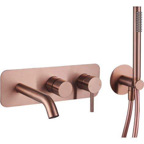 Mitigeur bain douche mécanique mural + douchette 1 jet + corps encastré PAINI Ortence bronze cuivre