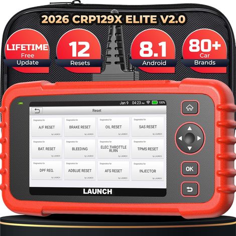 CRP129X V2.0 Valise Diagnostic Auto, OBD2 Scanner, Outil de Diagnostic Voiture Multimarque, 12 Réinitialisation de Service, Moteur Transmission SRS ABS (1/5)
