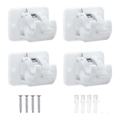 4 Pièces Support de tringle à rideaux en plastique sans perçage, adapté à l'installation de tringles à rideaux, d'armoires et de cuisines (1/5)