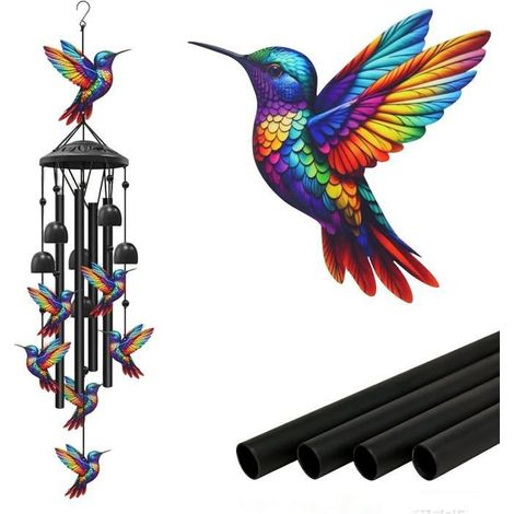 Carillon éolien pour extérieur,Meilleur cadeau pour maman,femme, grand-mère, amie,Décoration de terrasse pour salon, cour(Colibri) (1/5)