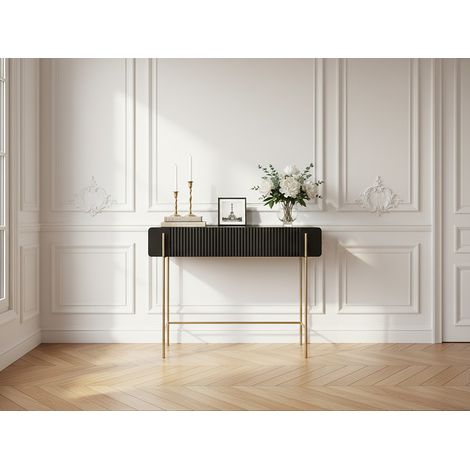 BOBOCHIC - Console 2 tiroirs 100 cm MATHILDE pieds or (1/5)