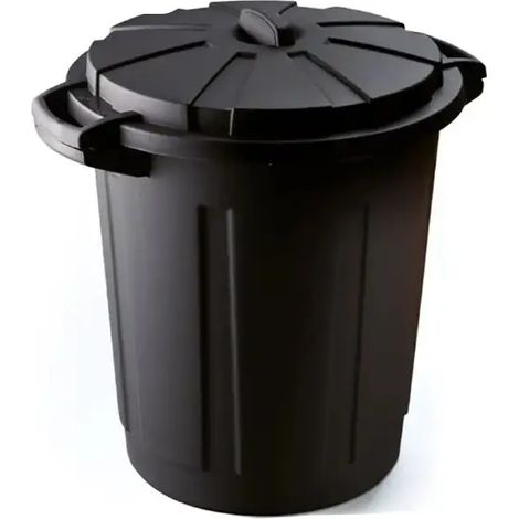 Contenitore Tommy nero con coperchio azzurro 75 L