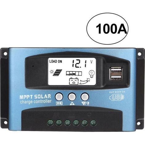 Contrôleur de Charge Solaire MPPT 100A, Régulateur de Batterie Intelligent de Contrôleur de Regulateur Panneau Solaire USB 12V 24V avec écran LCD (1/5)