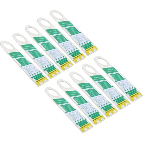 Lot de 10 étiquettes de verrouillage pour échafaudages, signalant les risques liés à la maintenance dans les secteurs de l'électricité, de la chimie et de la sécurité industrielle.