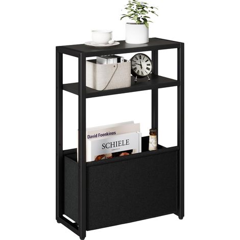 Table d'appoint étroite,avec Panier en Tissu,Noir TMZ009B (1/5)