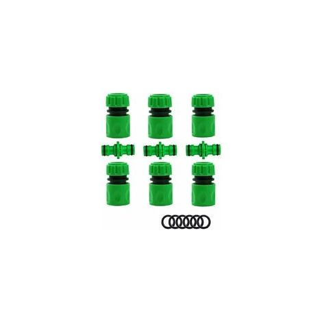 Connettore per tubo da giardino, accessori per tubo di irrigazione (6 connettori rapidi per tubo, 3 connettori doppi maschio), kit di collegamento facile e veloce. (1/5)