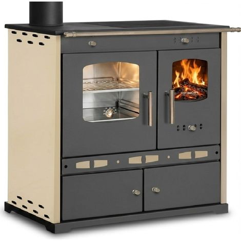 Prometey LTD Holzherd ECO LUX INOX Mit Edelstahlbackfach Creme Linke Version (1/5)