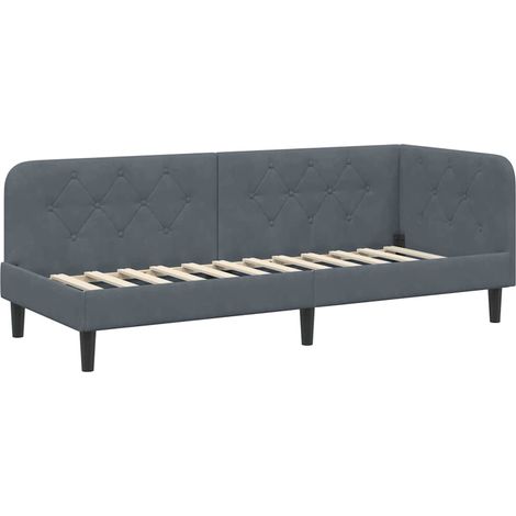 Corner Bed Frame Dark Grey 80 x 200 cm Velvet vidaXL