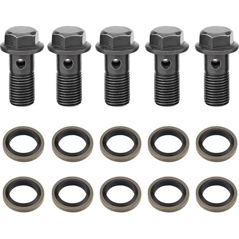 Boulon Banjo, 5 pièces Vis Banjo Boulons Banjo de Frein de Moto et Rondelles Banjo pour Maître-Cylindre de Frein (M10×1.25mm) (1/5)