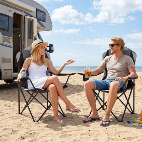 Charge 150 kg, chaise de camping pliante avec dossier haut, porte-gobelet, pour pêche et randonnée (1/5)