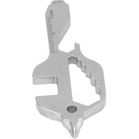 Outil de poche forme poisson en acier inoxydable multifonction clef porte-clés extérieur ouvre-bouteille clé plate mètre 7.8x3cm gris (1/5)