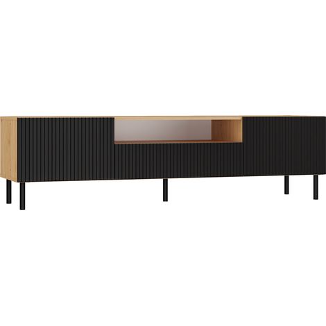 CDF TV-Schrank Kama 160 Farbe: Eiche Artisan-Schwarz Moderner Fernsehtisch Ablagen für Audio-/Videogeräte Stauraum für Kleinigkeiten Ideal für Wohnzimmer, Schlafzimmer Einfache Montage (1/5)