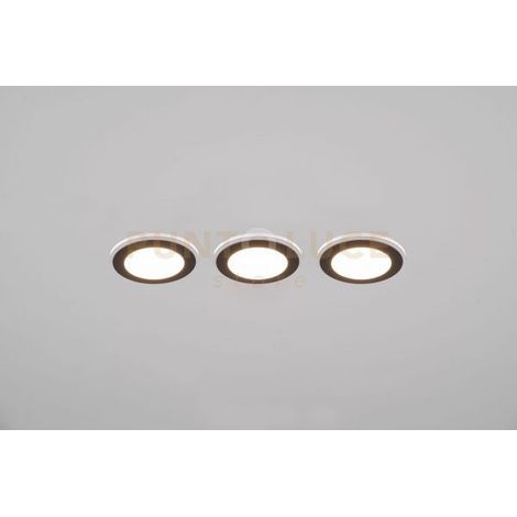 ARGUS KIT 3 FARETTI DA INCASSO LED 1W-4W 350lm, 3000K ROTONDI BORDO NERO + FUNZIONE RGB D. 8,2CM DIMMERABILE
