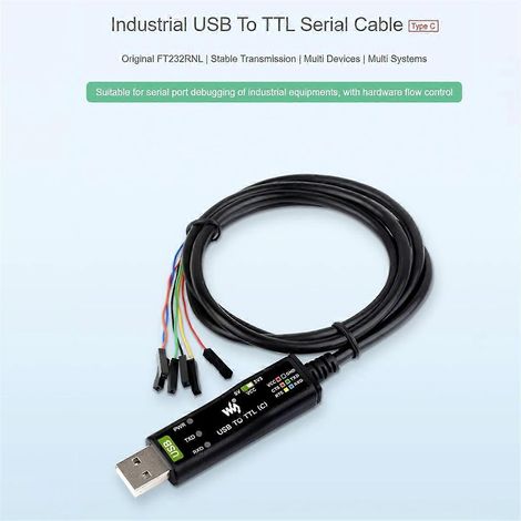 Câble module série industriel USB vers TTL (C) 6 broches FT232RNL pour module de débogage à 5 ports série (1/4)