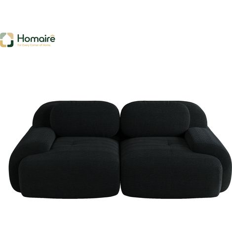 Canapé modulable en velours côtelé noir avec accoudoirs 208 x 103 x 75 cm HOMAIRE (1/4)