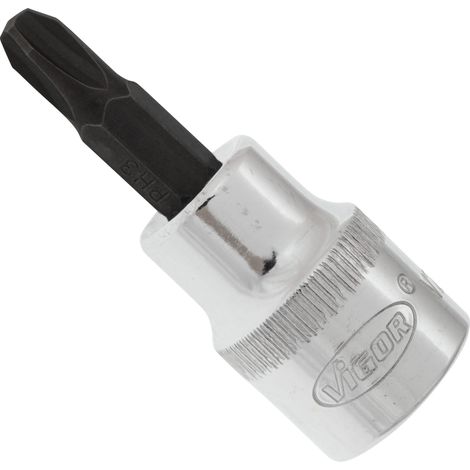 VIGOR Embout tournevis Pozidriv PZ1, carré creux 10 mm (3/8"), longueur 49 mm V2291N (1/3)