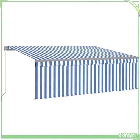 Auvent rétractable - FAFEICY - 3069416 - 4x3 m - Bleu et blanc - Cadre aluminium anti-rouille (1/5)
