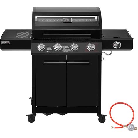 Royal Gourmet 4+1Brenner Gasgrill, 15,5 kW mobiler Gasgrill, Grillwagen mit Sichtfenster, Outdoor Gasgrill, BBQ Gasgrill für Terrasse, Garten und Camping